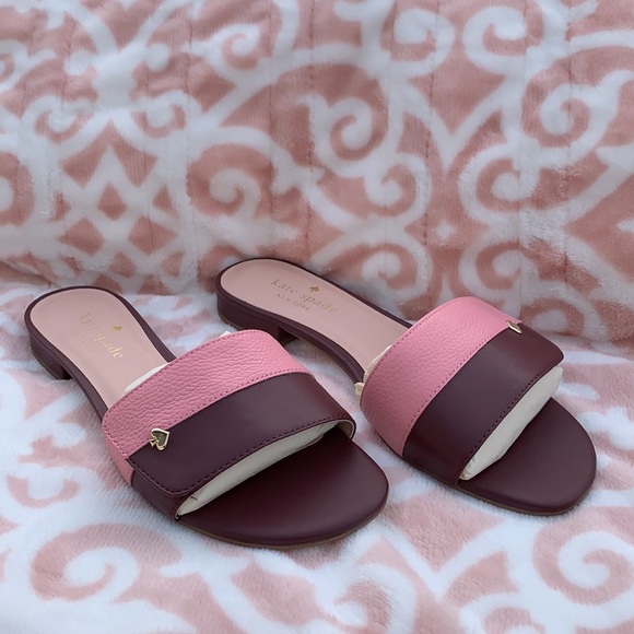 NWT! Kate Spade CAFE Pink and Burgundy Sandals. - Picture 4 of 9